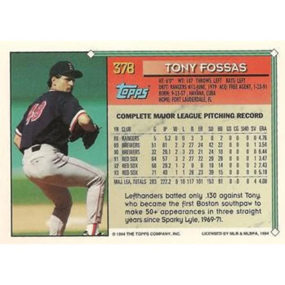 1994 Topps Tony Fossas # 378 Boston Red Sox